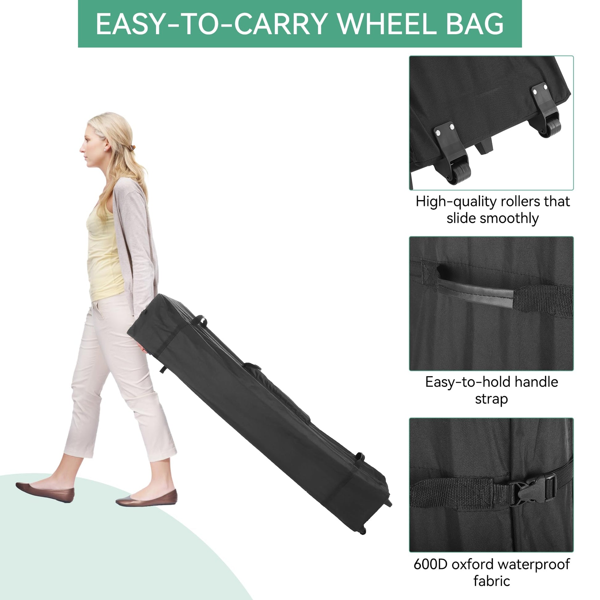 Garvee Upgraded 10x20ft Pop-Up Canopy Tent with 6 Removable Sidewalls - Heavy Duty Commercial Tent for Parties, Roller Bag, Sand Bags & Stakes, White