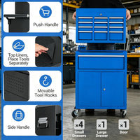 Garvee 20 Inch Heavy-Duty Tool Chest with 5 Drawers, Rolling Tool Box Cabinet on Wheels, 2-in-1 Detachable Tool Storage Organizer for Garage, Workshop, and Home Improvement, Locking Steel Tool Cart with Top Tool Box, Blue