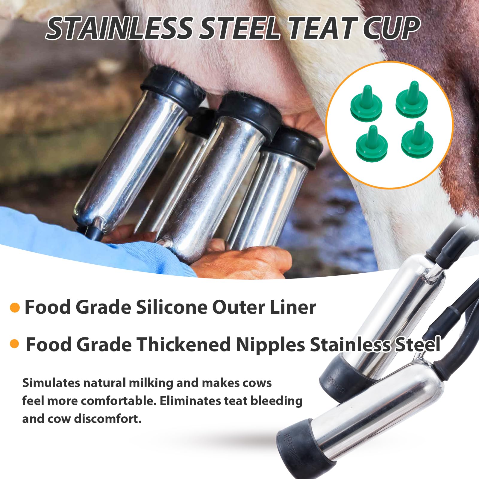 Garvee 6.6 Gal/25L Portable Cow Milking Machine, Electric Milking Machine with 304 Stainless Steel Bucket, Automatic Pulsation Vacuum Milker with Food-Grade Silicone Cups and Tubes, for Cows and Goats