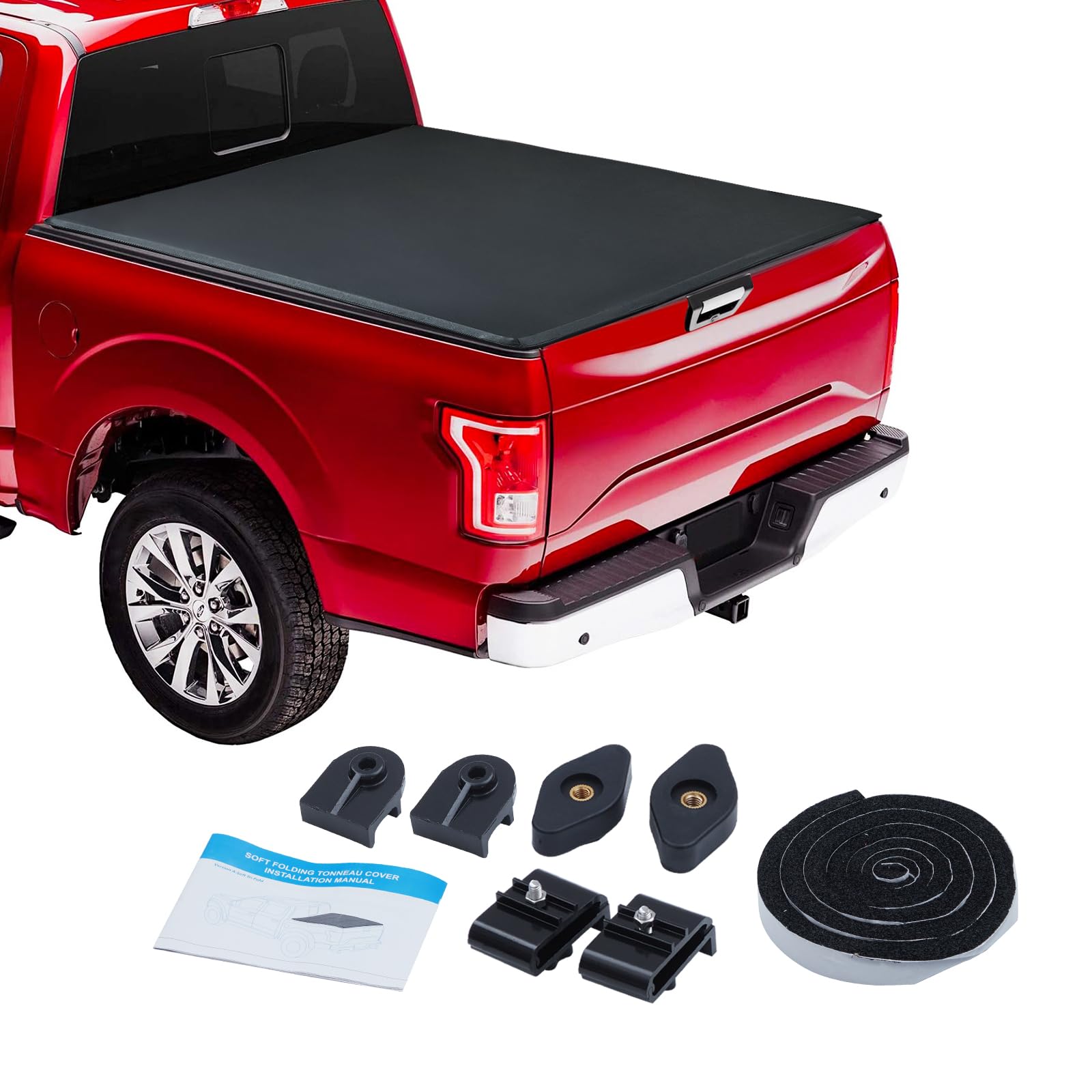 Garvee Soft Tri-Fold Truck Bed Tonneau Cover Compatible with 2014-2018 Silverado/Sierra 1500 LT 1.5 Cab/Single Cab | 6'-5"/78.8"-79.9" Bed | New Upgrade