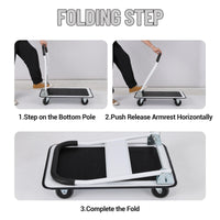 Garvee Platform Truck Cart 330 LBS Load Capacity, Foldable Steel Hand Push Dolly with 4" Rubber Wheels, Heavy Duty Flatbed Hand Cart 29" x 19" for Loading and Moving, Home Office Warehouse