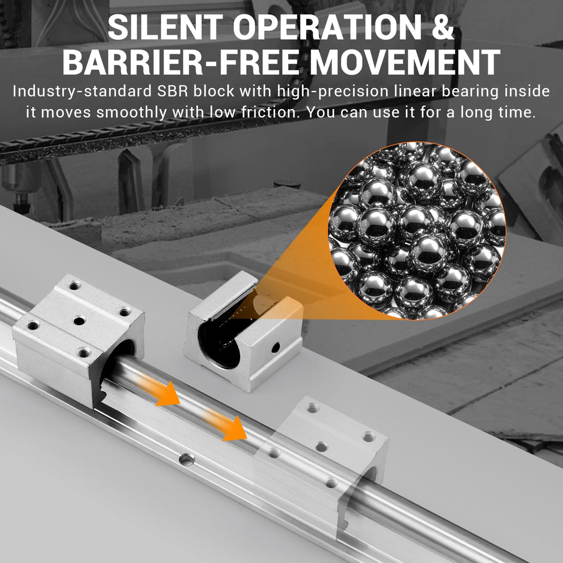 Garvee Linear Rail Slide SBR16-2000mm (2 PCS) and 4 PCS 4SBR16UU Bearing Blocks, Linear Bearing CNC Kit for Automated Machines DIY Project and Equipment