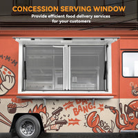 Garvee Concession Window, 60" W x 40" H Food Truck Service Window, Aluminum Alloy Serving Window with 2 Horizontal Sliding Screen Windows & Awning Door  (Glass Not Included)