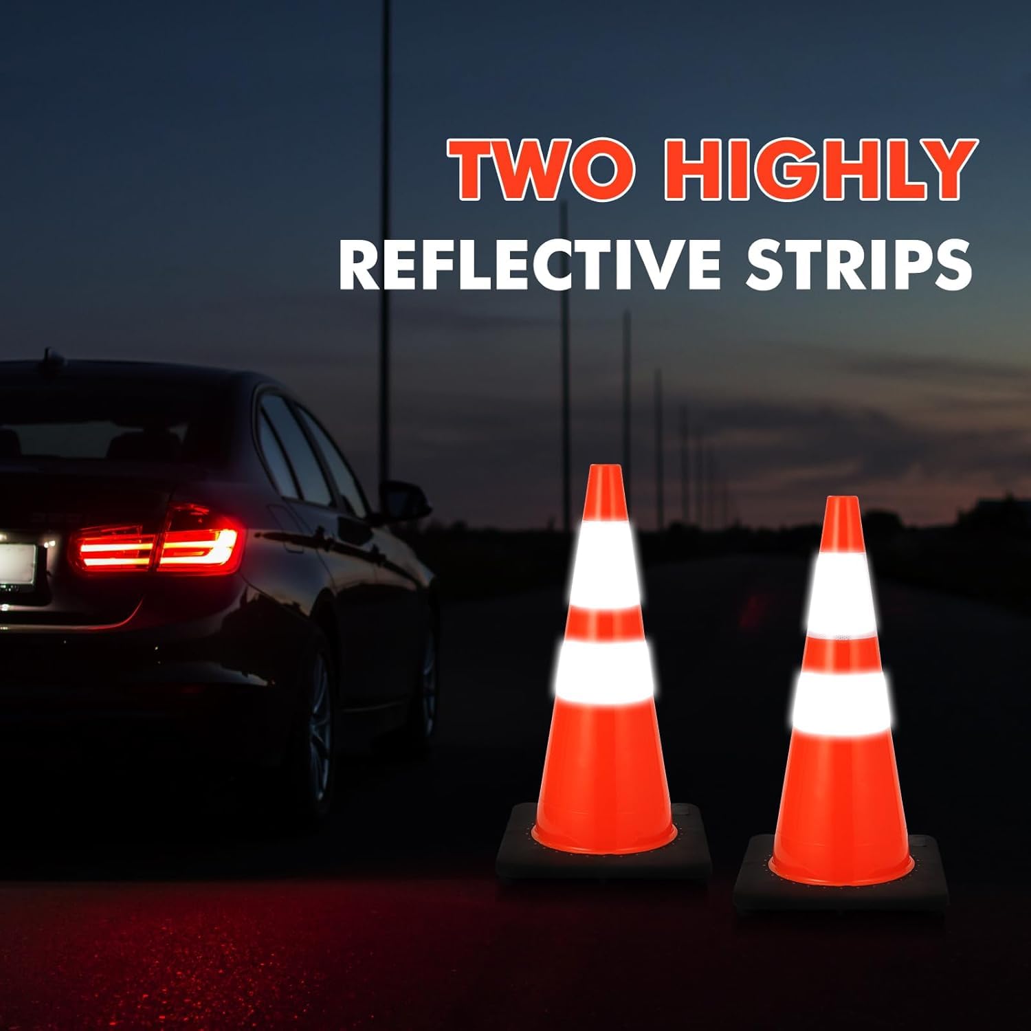 Garvee 6 Pack 28 inch Traffic Safety Cones, PVC Safety Traffic Cone with Reflective Collar, Orange Traffic Cones for Traffic Control, Driving Training, Parking Lots