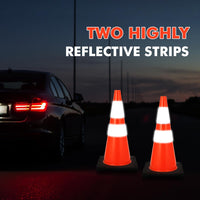 Garvee 6 Pack 28 inch Traffic Safety Cones, PVC Safety Traffic Cone with Reflective Collar, Orange Traffic Cones for Traffic Control, Driving Training, Parking Lots