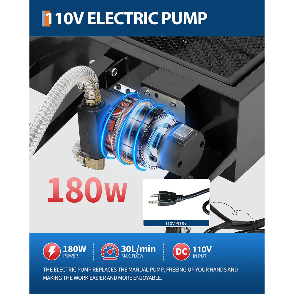 Garvee 25 Gallon Oil Drain Pan with 110V Electric Pump, 8FT Hose, Folding Handle, Carbon Steel, Wheels, for Cars, SUVs, Trucks, Buses, RVs