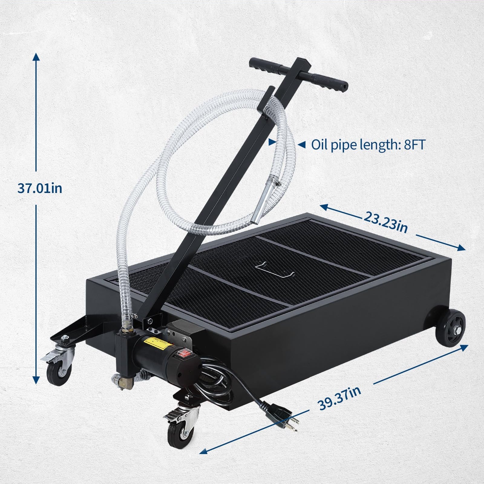Garvee 20 Gallon Oil Drain Pan with 110V Electric Pump, 8FT Hose, Folding Handle, Carbon Steel, Wheels, for Cars, SUVs, Trucks, Buses, RVs