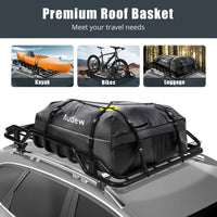 Garvee 50"x38"x6.3" Rooftop Cargo Basket, 165 lbs Capacity Lightweight Anti-Rust Roof Rack for SUVs, Cars & Trucks