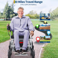 GARVEE 330 lb Capacity Electric Wheelchair for Adults – 30 Mile Battery Range, Foldable Lightweight Design, All-Terrain Mobility Chair