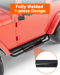 Garvee 6 Inch Running Boards for Wrangler JL 2DR 2018-2025, 550LB Capacity, Non-Slip, Carbon Steel, Black Powder Coating, Manual Included, Off-Road Use