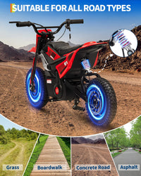 Garvee 24V Electric Dirt Bike 350W Motor 10MPH Speed Key Start Hand Brake 12" Fat Tires Dual Suspension Kids Outdoor Riding