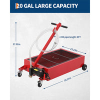 Garvee Low Profile Oil Drain Pan 20 Gallon with 12V Electric Pump, Folding Handle, Carbon Steel, 8FT Hose, Wheels, for Cars and Trucks