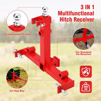 Garvee 3000lbs 3Pt Gooseneck Trailer Hitch, 2 Inch for Cat 1 Tractors
