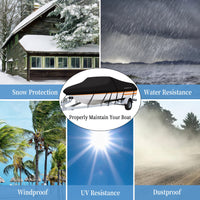 Garvee Heavy Duty 300D Marine Grade Waterproof Polyster Canvas,PU Waterproof Boat Cover,Fits 17-19ft V-Hull, Tri-Hull, Fishing Boat, Runabout, Bass Boat with Tightening Straps