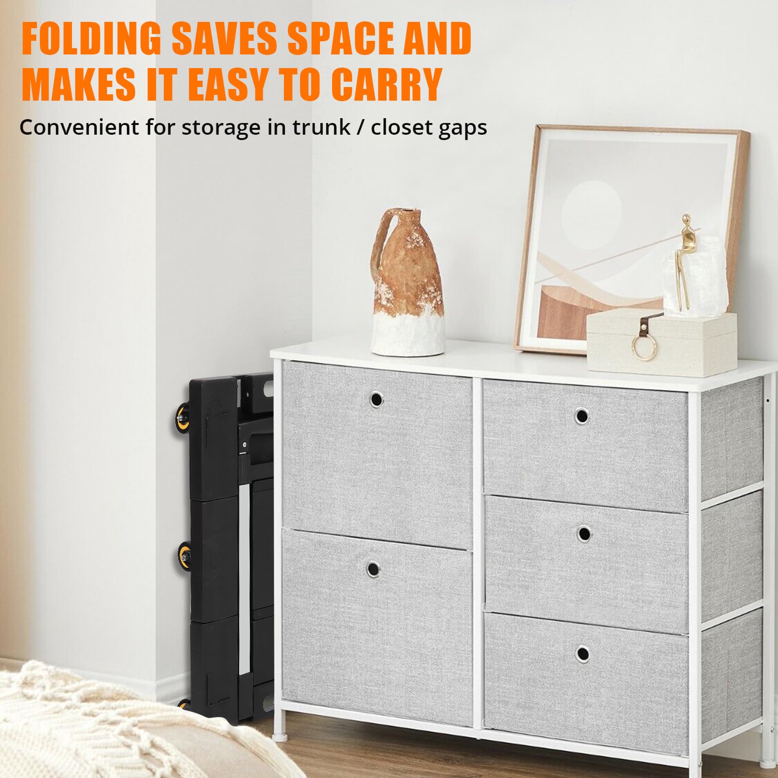 Garvee Folding Stroller - 176 lbs. Weight Capacity, Plastic Floor, 6 Wheels, Adjustable Handle, Foldable Stroller