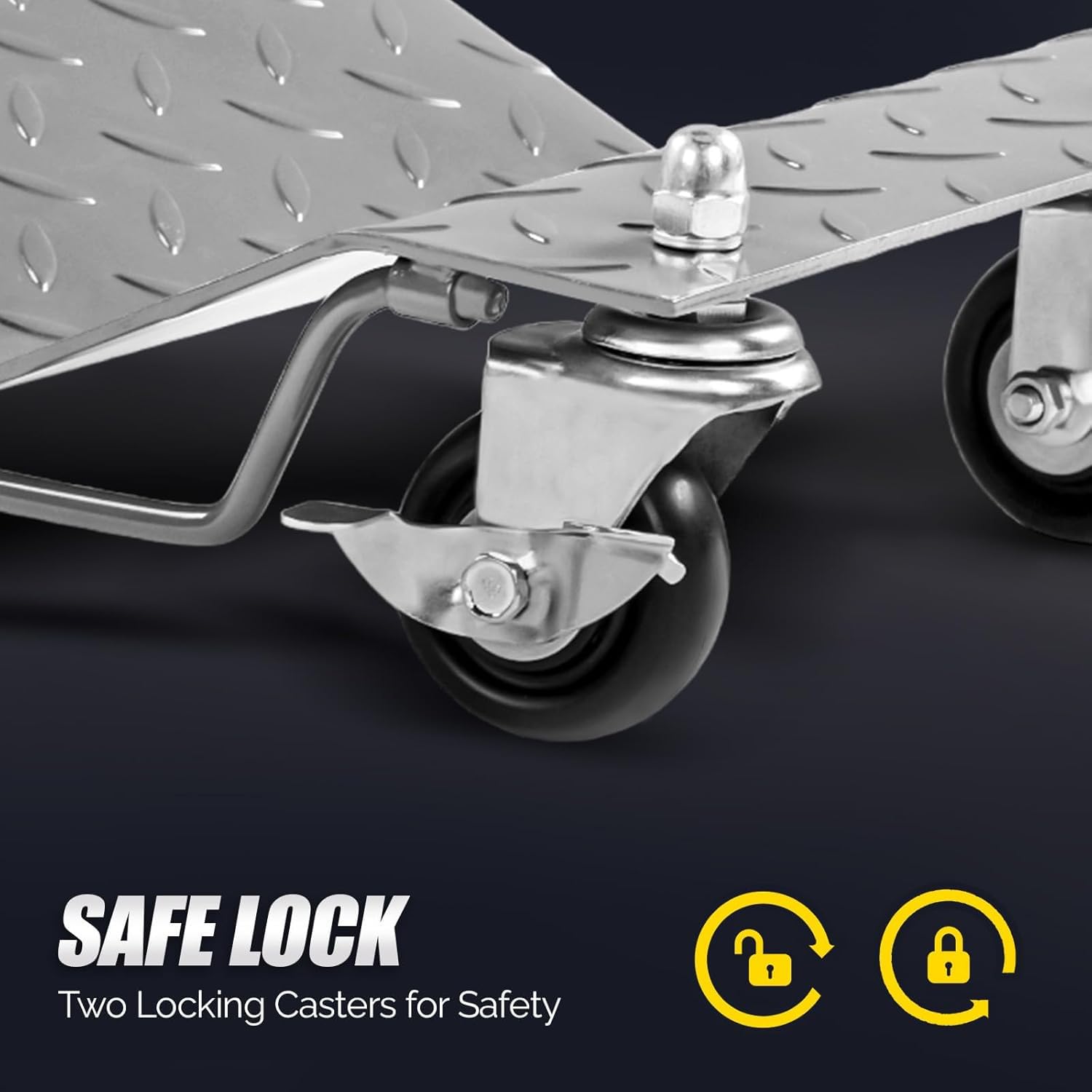 Garvee 4 Items 4 Tire Wheel Dolly Car, Premium Manganese Steel, 6000 Lbs Capacity, Heavy Duty, Antiskid & Recessed Design, 360° Rotatable Wheels, Silver