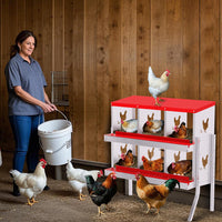 Garvee 6 Compartments Metal Chicken Nesting Boxes, Nesting Boxes with Metal Legs, Chicken Laying Box with Roll Out Egg Collection with Vented Holes