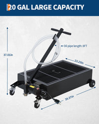 Garvee Low Profile Oil Drain Pan 20-Gallon with 180W Electric Pump, Folding Handle, Carbon Steel, 8FT Hose, Wheels - Cars, SUVs, Trucks