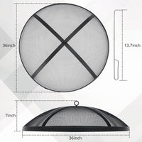 Garvee Fire Pit Spark Screen Cover for Campfires - Easy Lift Stainless Steel, Mesh Protector, Guide Rod Included, Outdoor Patio & Backyard Accessory, Black，36 * 36 * 7inch