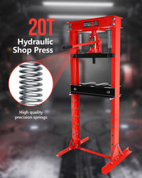 Garvee Hydraulic Press 20 Ton H-Frame Adjustable Shop Press With Stamping Plates For Garage Floor, Black, Heavy Duty