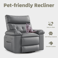 Garvee Oversized Recliner Chairs with Heat and Massage - 360° Swivel Lazy Boy Recliner Chair for Adults- Manual Rocking Chair with Cup Holder for Living Rooms, Bedrooms, and Nurseries - Grey