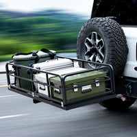 Garvee Hitch-Mounted Cargo Basket, 750 Lbs Capacity Vehicle Cargo Carrier Fit 2" Receiver with High Side Rails Fits 2" Receiver Stabilizer for Suv, Rv, Truck, Trailer, Pickup