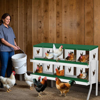 Garvee Nesting Boxes for Chickens, 10 Compartment Chicken Nesting Box with Elevated Metal Legs, Metal Chicken Laying Boxes with Perch, Secure Lid, Versatile Wall Mount or Free Standing for Hens, Green