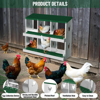 Garvee 6 Compartments Metal Chicken Nesting Boxes, Nesting Boxes, Chicken Laying Box with Roll Out Egg Collection with Vented Holes, Green