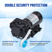 Garvee Water Pressure Booster Pump 110V AC 3.5GPM 55PSI On Demand Water Diaphragm Pump with 124Ft Head Lift, Self-Priming RV Fresh Water Pump with Pressure Switch for Home Marine Yacht Garden Hose