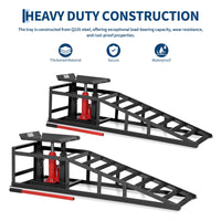 Garvee 2-Pack Hydraulic Car Ramps, 5T/11000 lbs Capacity Low-Profile Car Lift with Adjustable Height (9.4"-13.34") for Trucks, Trailers, and Auto Repair in Garage, Black