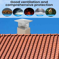 Garvee Chimney Cap, 12x12 Inches Square Chimney Cover, Stainless Steel Fireplace Chimney Caps with Adjustable Bottom, Mesh Covers for Outside Existing Clay Flue, Silver