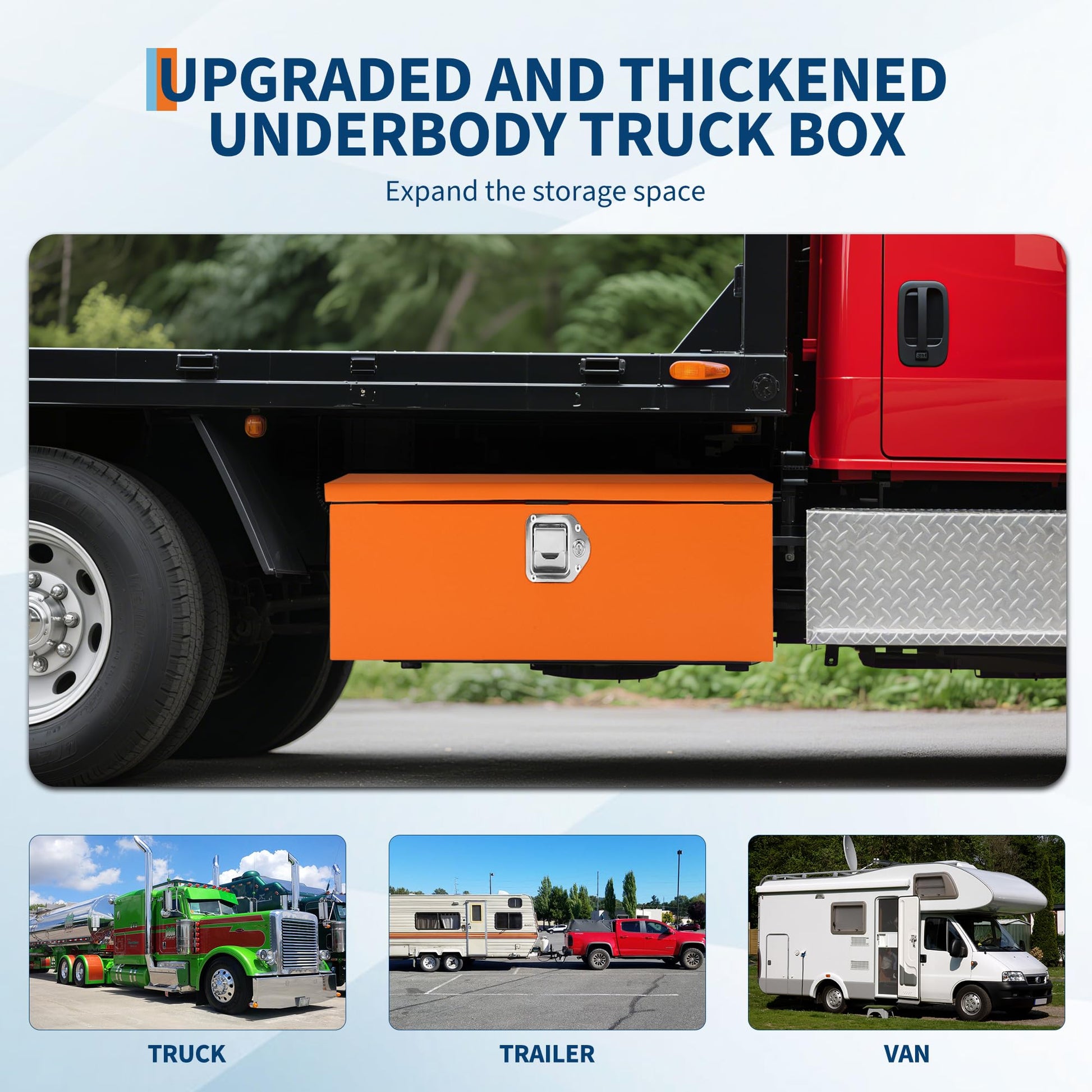 Garvee Black Steel Truck Bed Tool Box, Diamond Plate, Side Handle, Lock Keys, Compact Storage for Pickup, Truck, RV, Trailer