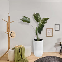 Garvee 23 Inch Tall Planters Set of 2, Self Watering Pots with a Water Level Monitor and Hidden Wheels, Ideal for Living Room, Bedroom, Office, Patio, Porch, Garden, Commercial Places, White