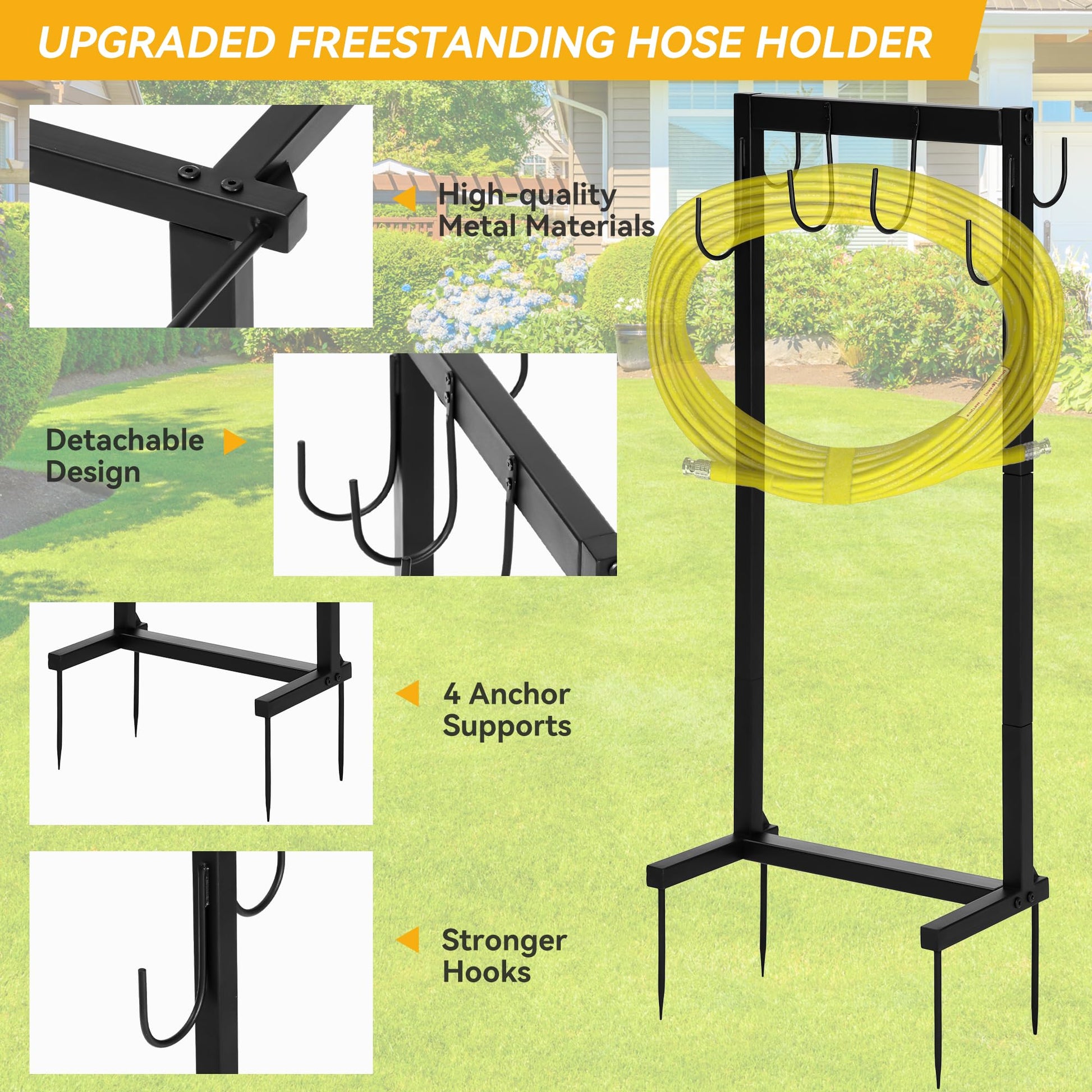 Garden Hose Holder Water Hose Holder with 6 Hooks - GARVEE