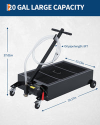 Garvee 20GAL Oil Drain Pan with 12V 180W Electric Pump, Metal Cart, 8FT Hose, Folding Handle, Wheels, for Cars SUVs Trucks Buses RVs, Black