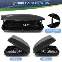 Garvee Rooftop Cargo Box Carrier, Dual-Side Opening Hard-Shell Roof Mount with 12 Cubic Feet Storage, 165 lbs Capacity, Secure Straps & Keys for Travel, Black
