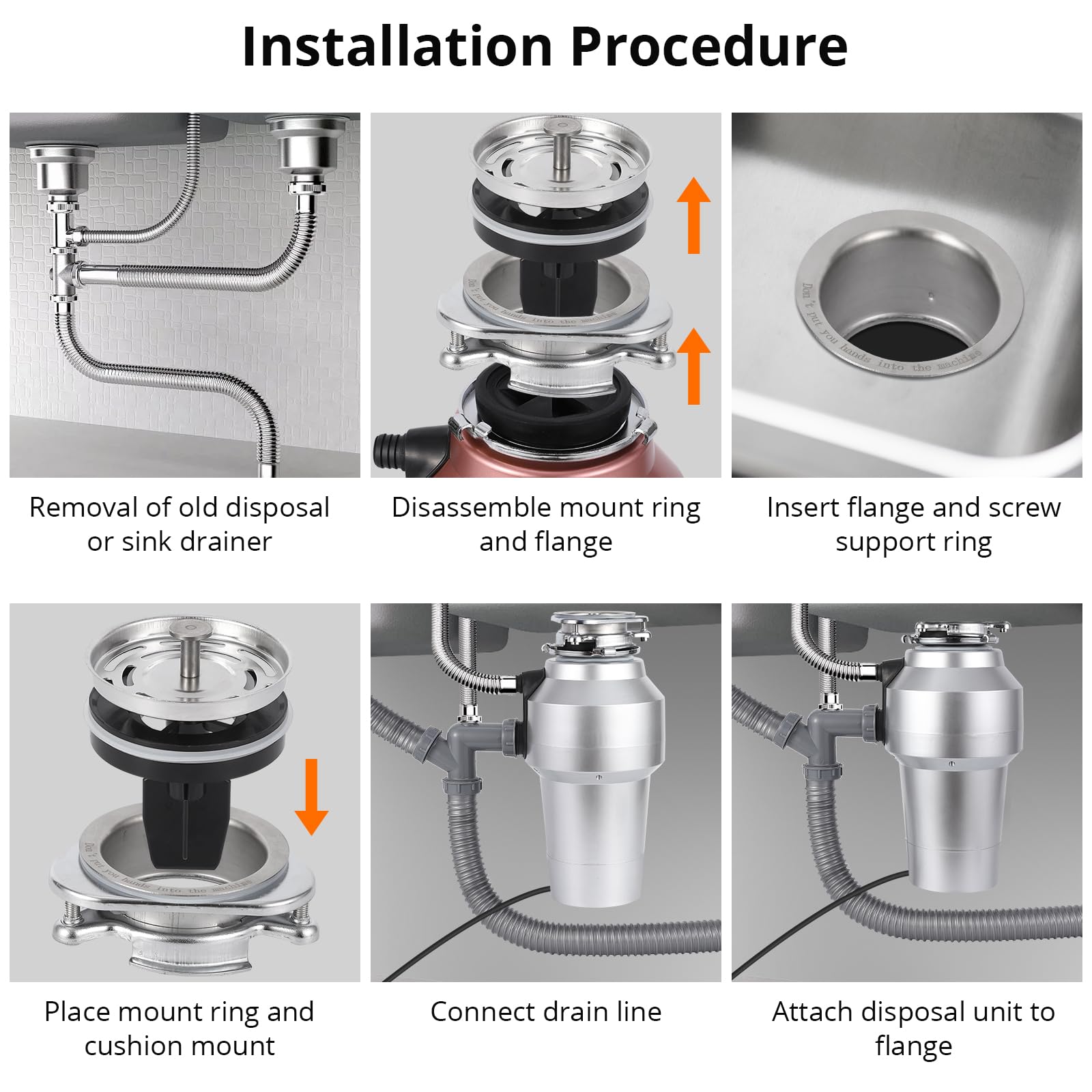 Garvee 3/4HP Garbage Disposal, Sink Garbage Disposal With Air Switch, Continuous Feed Food Waste Disposer Cleaner With 14 In Power Cord, 560W 4200r/Min,Rose Gold