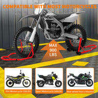 Garvee Heavy Duty Motorcycle Stand Lift 900 lbs Capacity Adjustable Steel Frame Front & Rear Combo Universal Fit for Repairs Maintenance Storage
