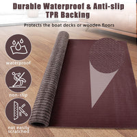 Garvee 6FT x 23FT Stripe Brown Marine Carpet, Waterproof Indoor/Outdoor Rug with TPR Non-Slip Backing for Boat, Patio Deck, Camping, and Outdoor Use