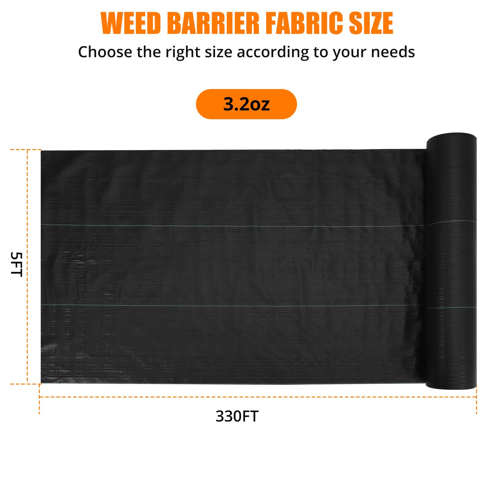 3.2oz 6.5*300ft Premium Landscape Fabric, Weed Block Pro - GARVEE