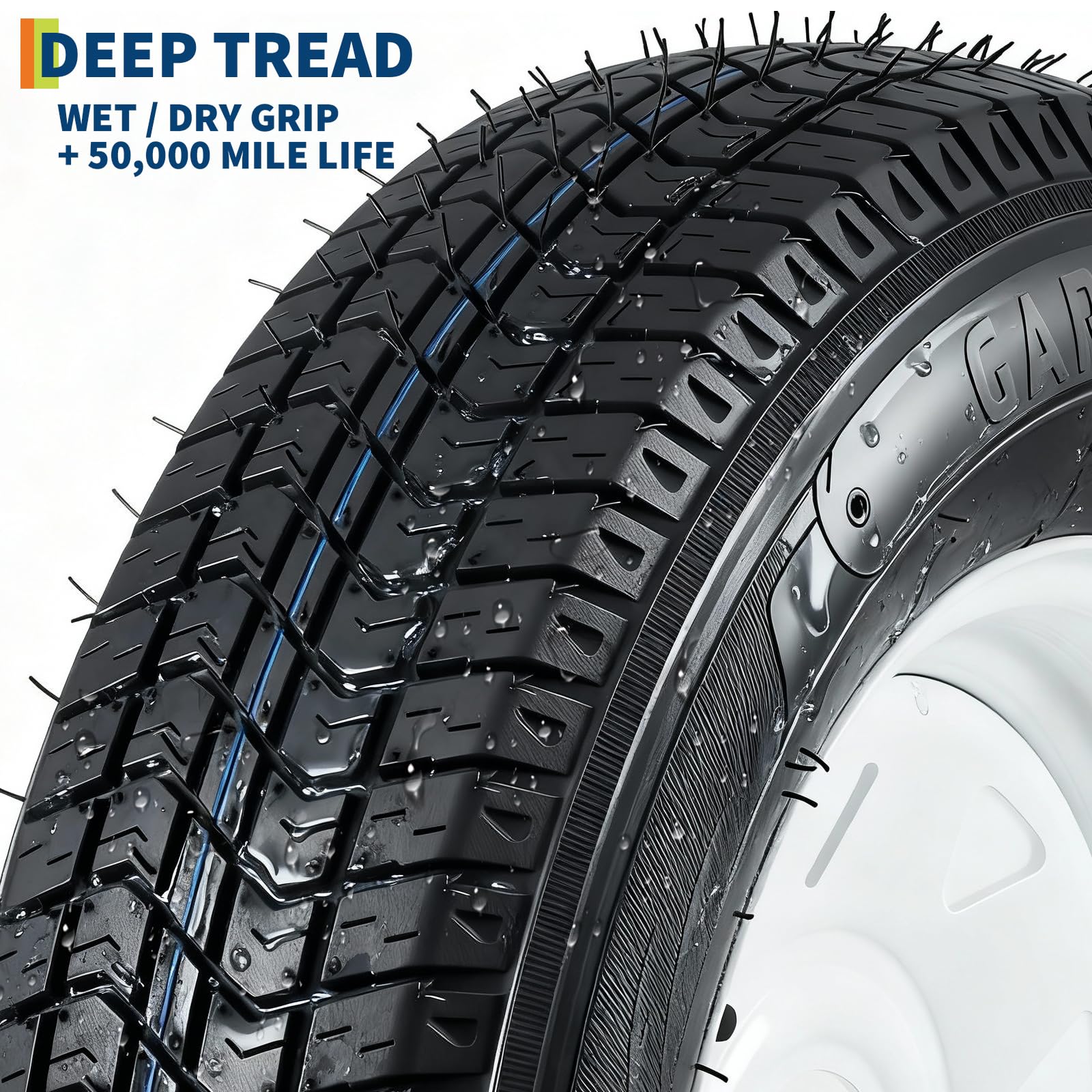 Garvee ST175/80D13 Trailer Tire and Wheel Assembly, Heavy-Duty Load Range C 6PR, 5 Lug White Modular Wheel, 13 Inch Tires for Utility and Boat Trailers, Set of 2