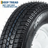 Garvee ST175/80D13 Trailer Tire and Wheel Assembly, Heavy-Duty Load Range C 6PR, 5 Lug White Modular Wheel, 13 Inch Tires for Utility and Boat Trailers, Set of 2