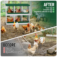 Garvee 6 Compartments Metal Chicken Nesting Boxes, Nesting Boxes, Chicken Laying Box with Roll Out Egg Collection with Vented Holes, Green