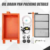 Garvee Waste Oil Drain Pan 17 Gallon Capacity Electric Pump Steel Low Profile Folding Handle 8 Ft Hose for Trucks RVs Buses