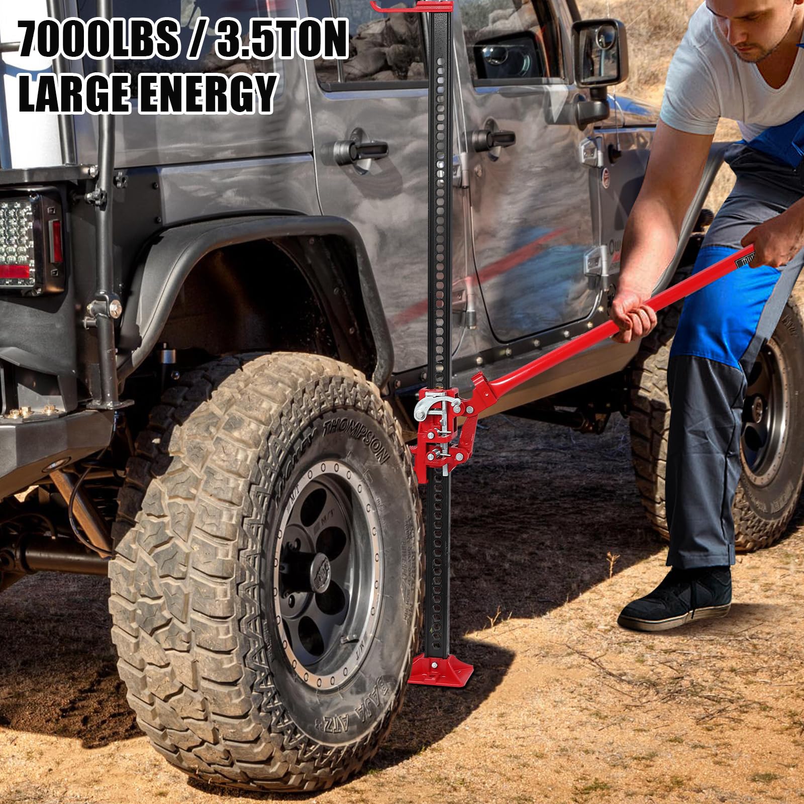 Garvee 60" High Lift Farm Jack 7000lb Capacity Ratcheting Mechanism High-Strength Steel Rust-Resistant Multi-Tool Off-Road Utility