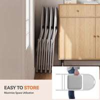 Garvee 4 Pack Folding Chairs, Portable Metal Frame Padded Folding Chair, Foldable Chairs with PU Leather Cushion and Back for Guests Kitchen Office Events Wedding Party, Grey