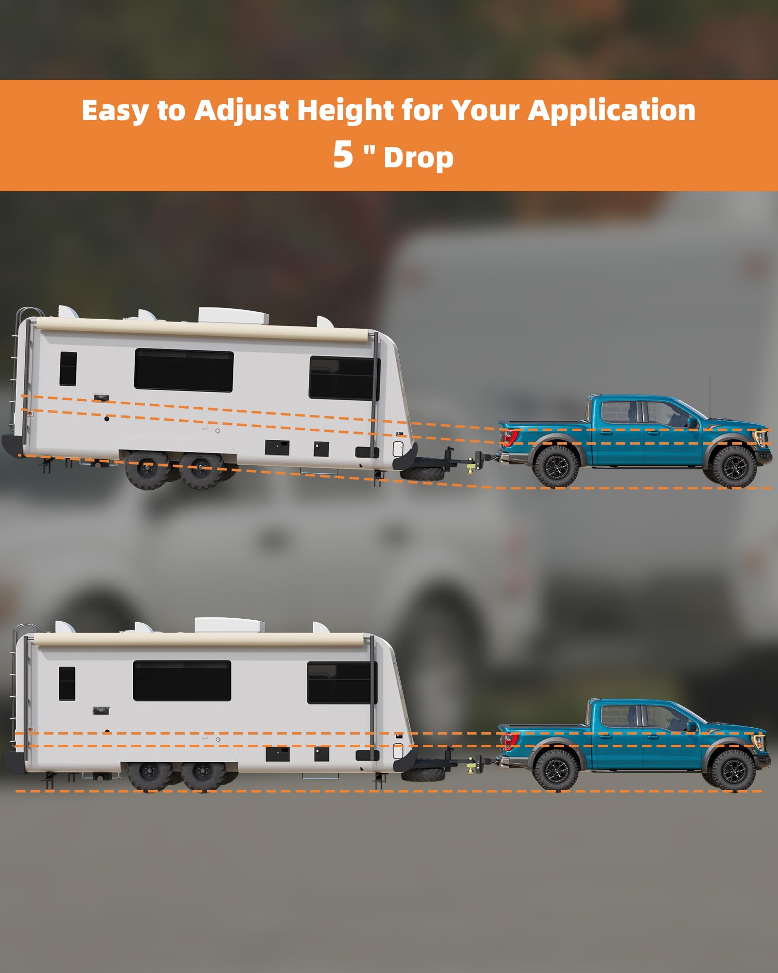 Garvee Adjustable Trailer Hitch Solid Hitch, Fits 2-Inch Receiver, 5-Inch Drop Hitch, Steel Tow Balls 2" & 2-5/16, 12,500 LBS GTW for Heavy Duty Truck, with 2 Locks