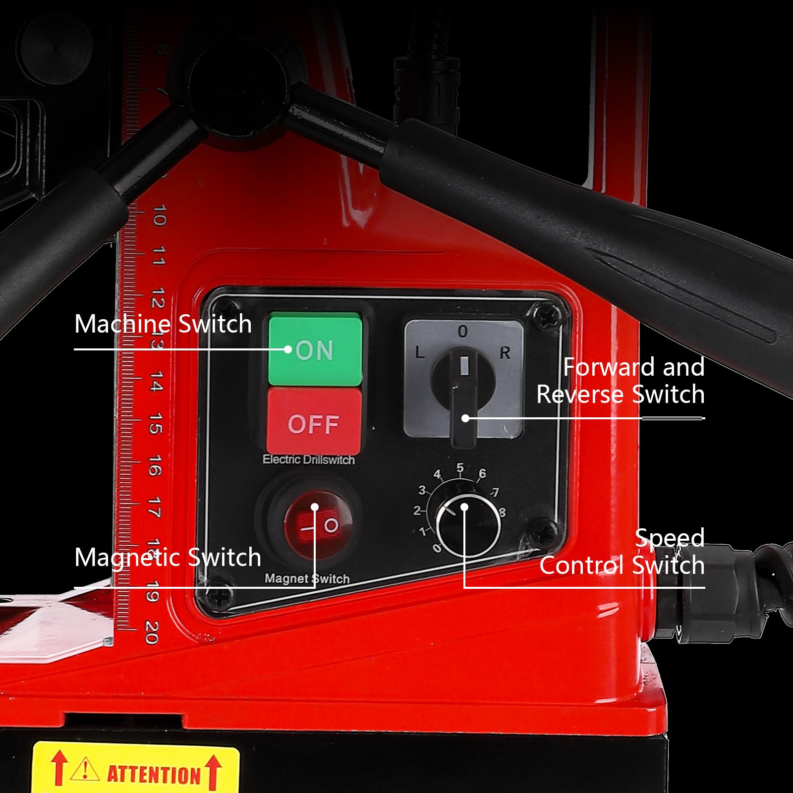 Garvee Magnetic Drill, 1300W 1.57" Boring Diameter, 2922lbf/13000N Portable Electric Mag Drill Press with Double Dovetail Rail, 810 RPM Variable Speed Drilling Machine