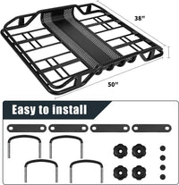 Garvee 50"x38"x6.3" Rooftop Cargo Basket, 165 lbs Capacity Lightweight Anti-Rust Roof Rack for SUVs, Cars & Trucks