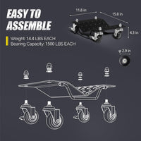 Garvee Car Dolly Set of 2, 3000LBS Capacity Wheel Dolly, Heavy Duty Vehicle Dolly Upgraded, Steel Tire Skates with Brakes, 2pcs